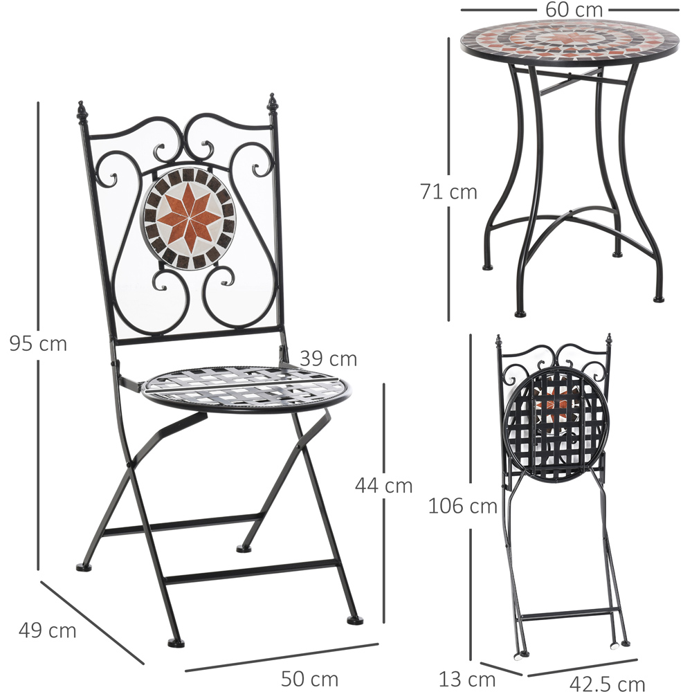 Outsunny 2 Seater Ceramic Tile Garden Round Dining Set Image 8