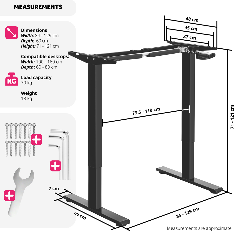 tectake Idun Black Sit and Stand Desk Image 9