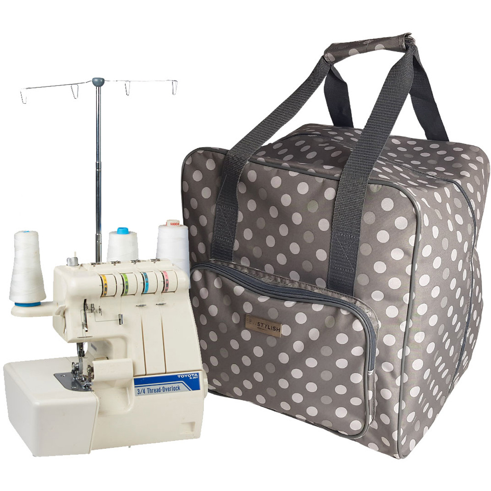 Sewing Online PT650-GREY-POLKA Grey Polka Overlocker Bag 38 x 35.5 x 33cm Image 2