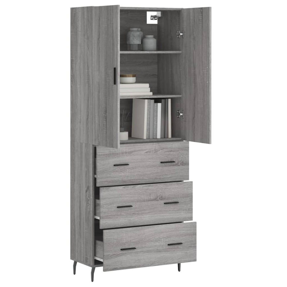 vidaXL 2 Door 3 Drawer Grey Sonoma Highboard Image 3