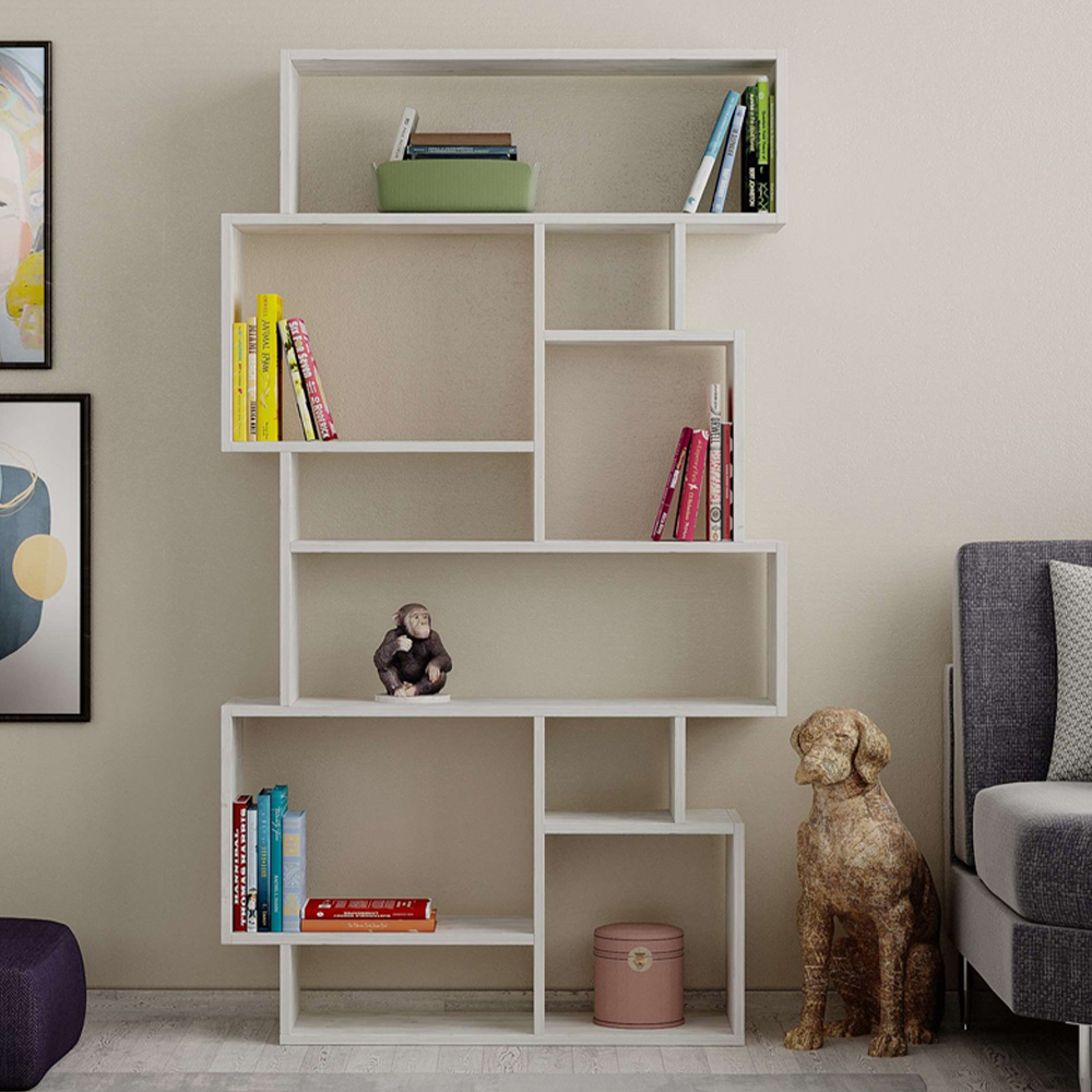 Decortie Karmato Ancient White Tall Bookcase Image 1