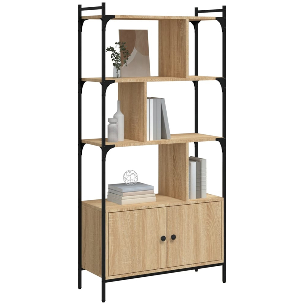 vidaXL 2 Door 6 Shelf Sonoma Oak Bookcase Image 3