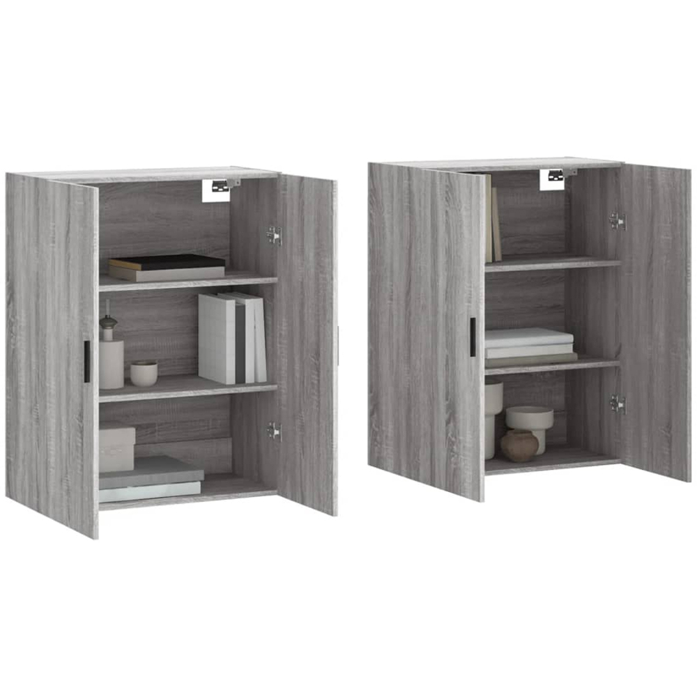vidaXL 2 Door Grey Sonoma Wall Mounted Cabinet 2 Pack Image 3