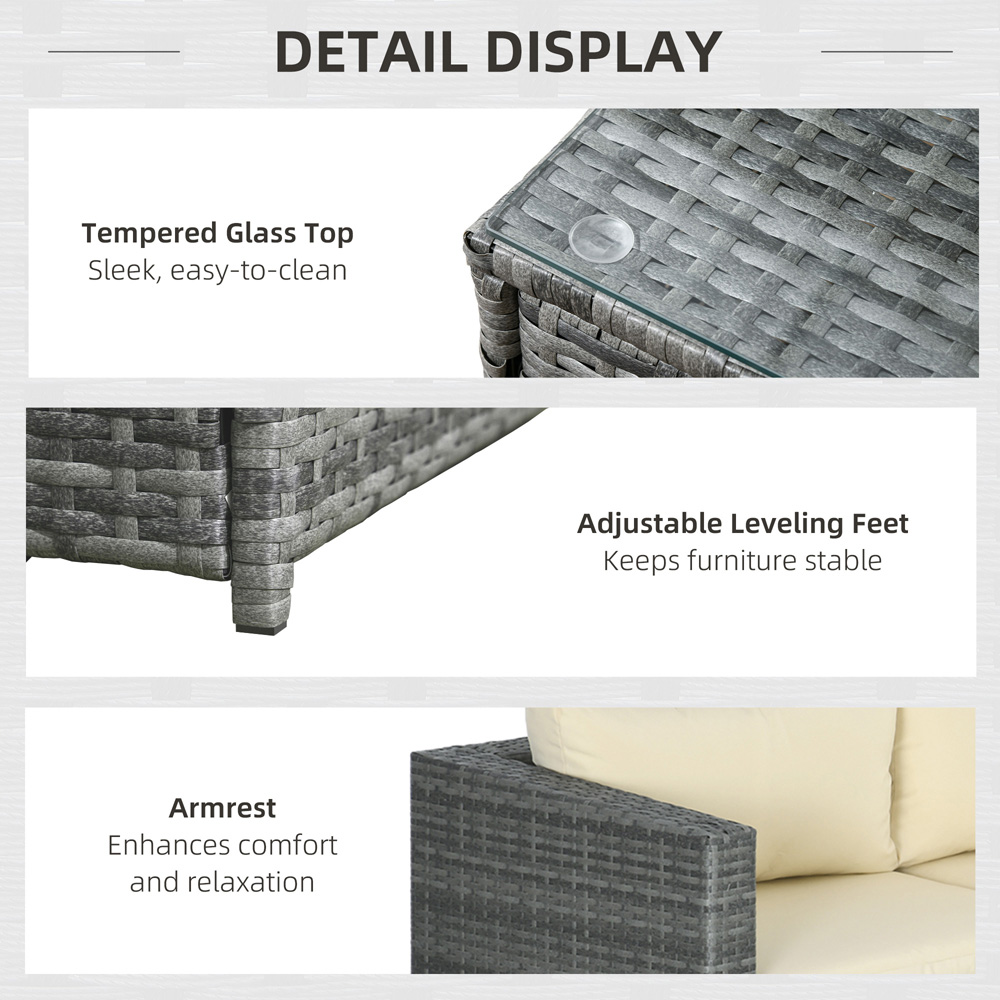 Outsunny 4 Seater Beige Rattan Sofa Lounge Set Image 6