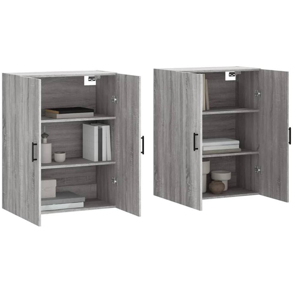 vidaXL 2 Door Grey Sonoma Wall Mounted Storage Cabinets 2 Pack Image 3