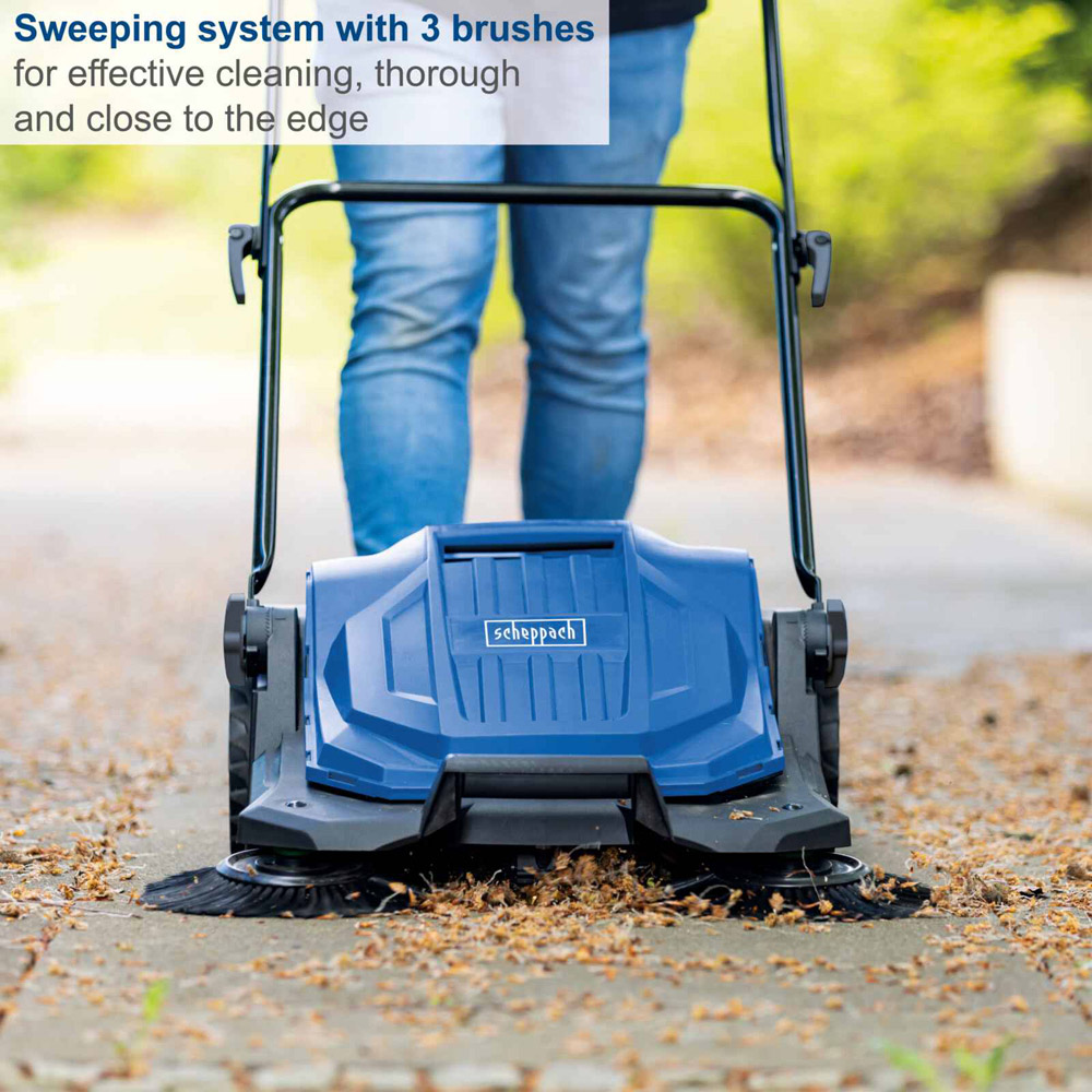 Scheppach S800 3-Brush System Push Sweeper with 20L Container Image 7