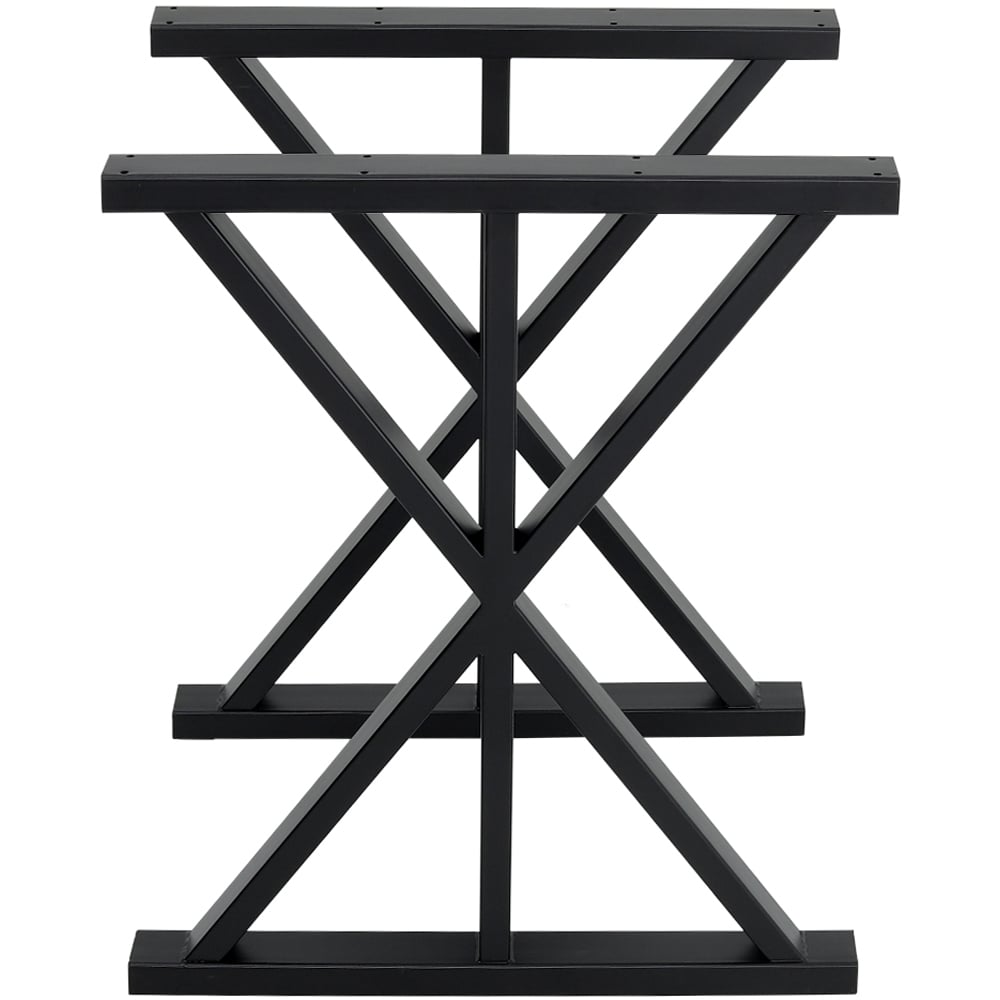 Living and Home 2 Pack Black Industrial X Shape Steel Table Leg 60 x 70cm Image 1