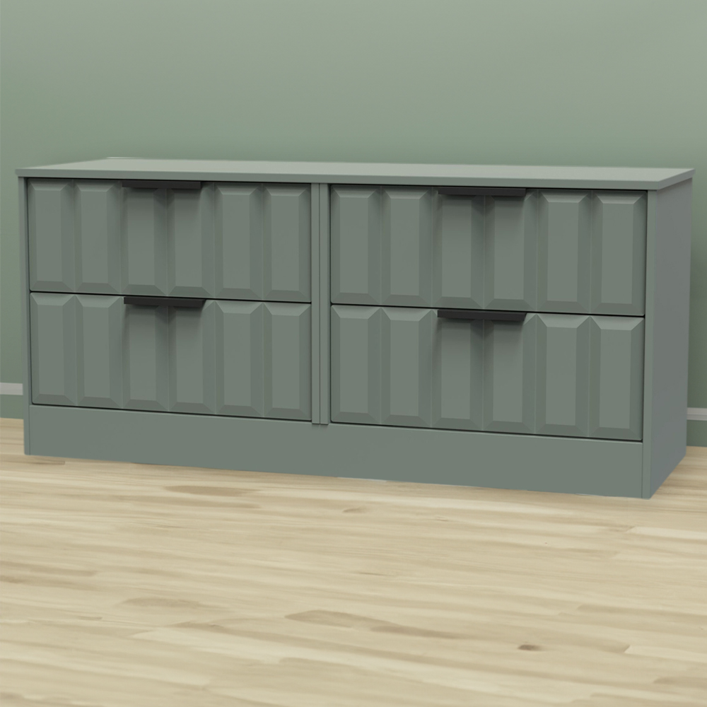 Crowndale New York 4 Drawer Reed Green Chest of Drawers Ready Assembled Image 1