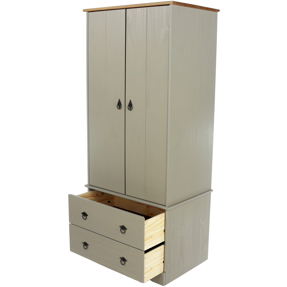 Core Products Corona Classic 2 Door 2 Drawer Grey Pine Wood Wardrobe Image 4