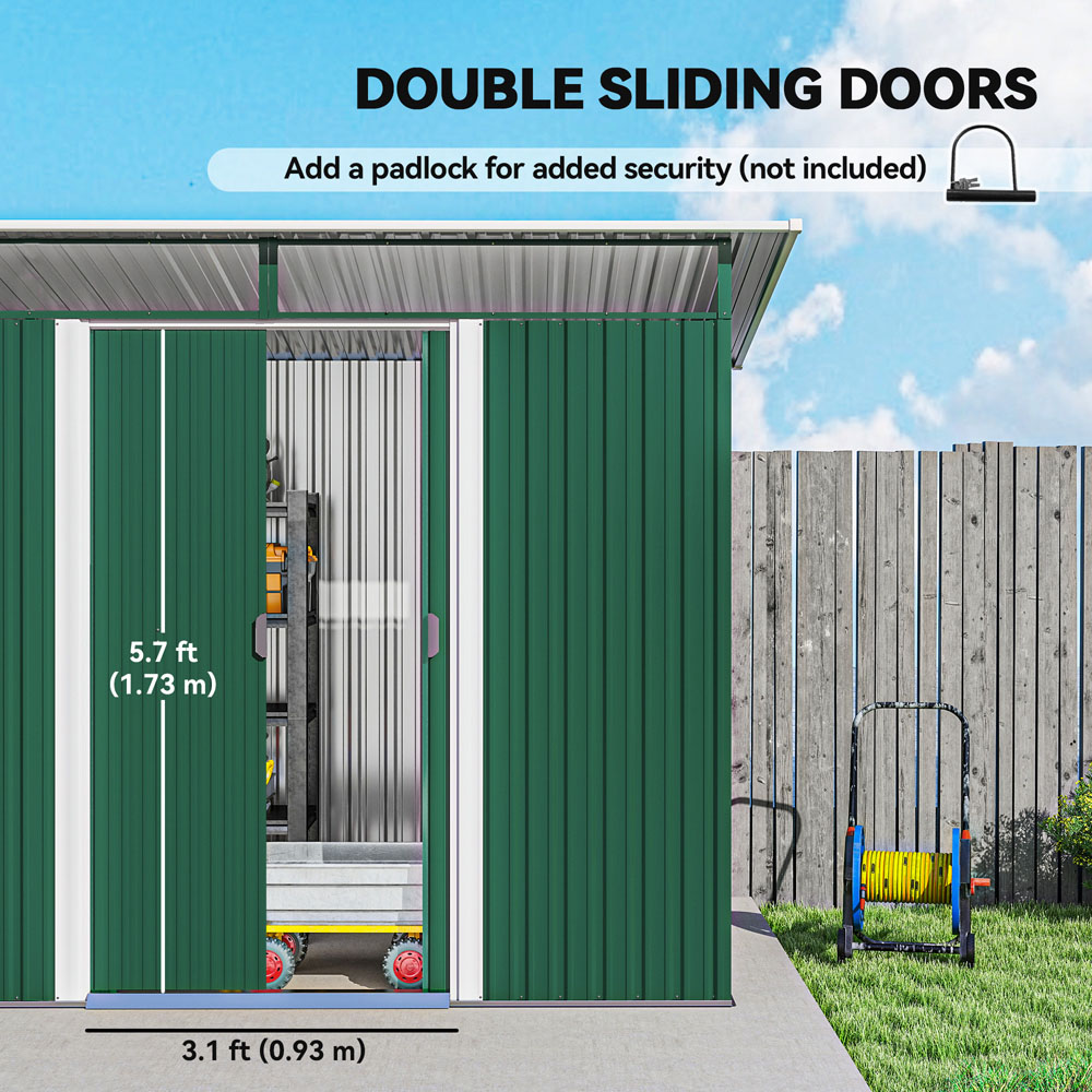 Outsunny 8.5 x 4.4ft Green Metal Pent Garden Shed Image 6