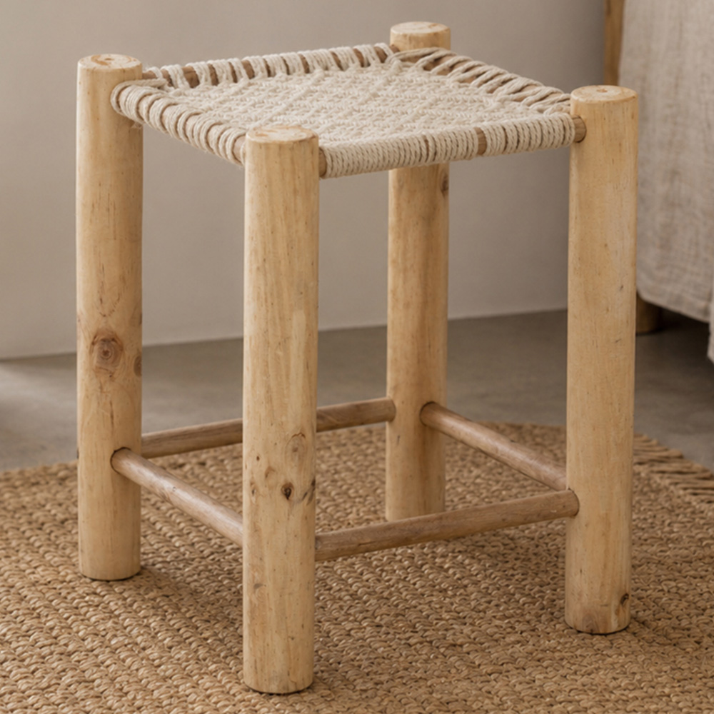 Premier Housewares West Village Off White Stool Image 1