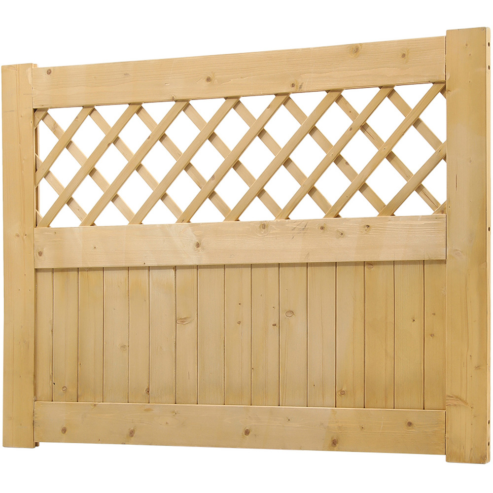 Living and Home 3.6 x 2.9ft Rustic Slatted Wooden Garden Gate with Hollow Rhombus Lattice Image 1
