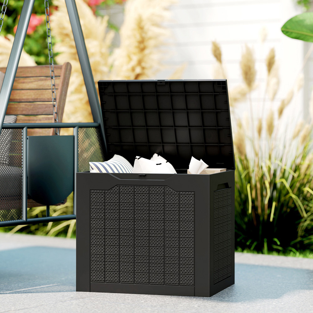 Outsunny 93L Black Plastic Garden Storage Box Image 2