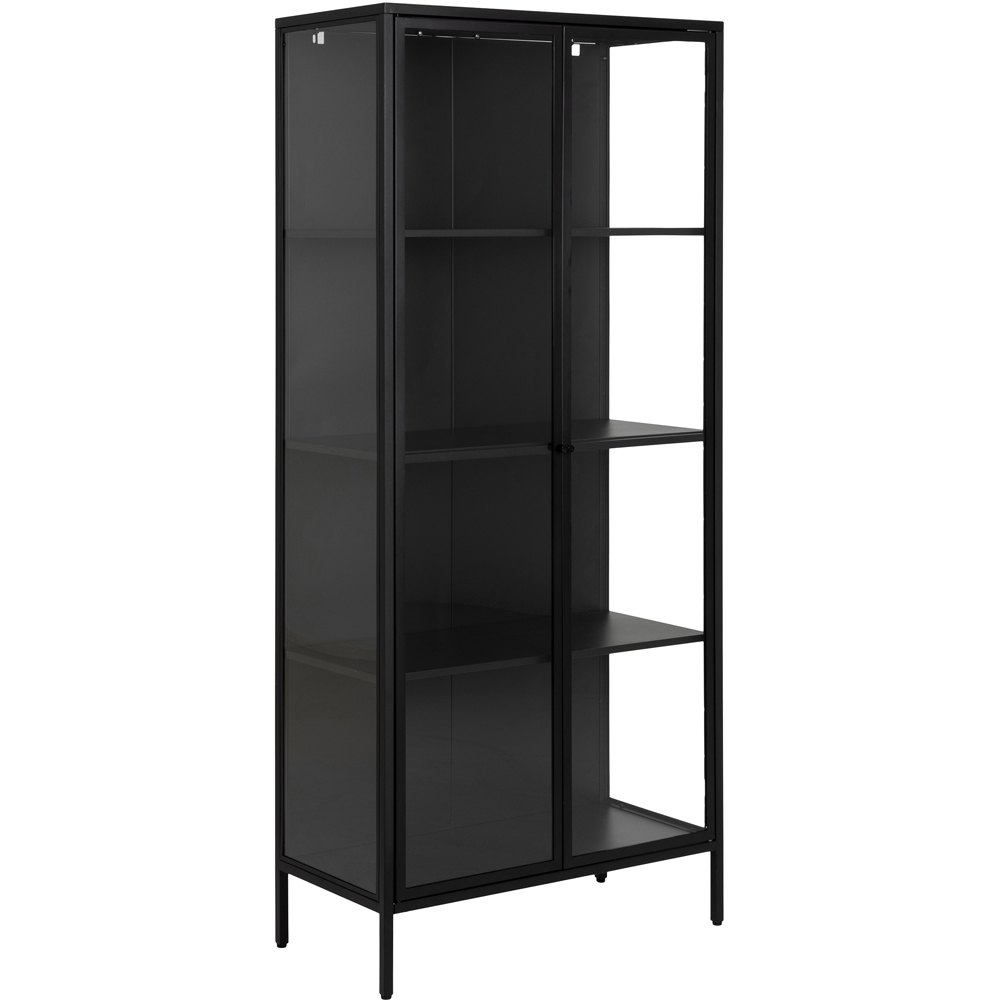 Florence Newcastle 2 Door 4 Shelf Matt Black Tall Display Cabinet Image 2