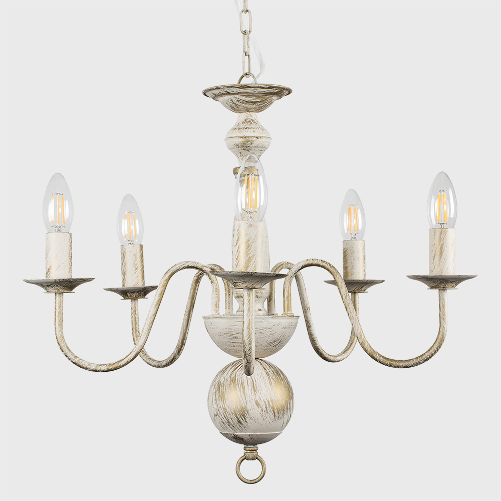 ValueLights Gothica Flemish Style White 5 Way Ceiling Chandelier Light Image 3