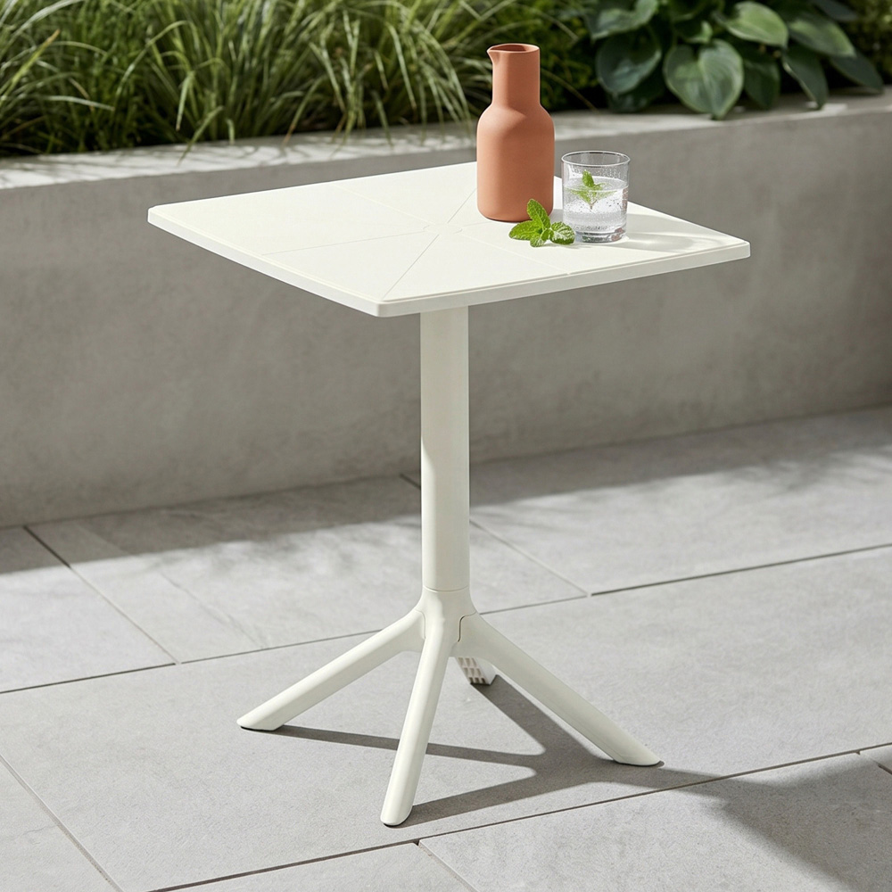 Core Products 2 Seater White Sunray Design Square Plastic Table Garden Bistro Set Image 6