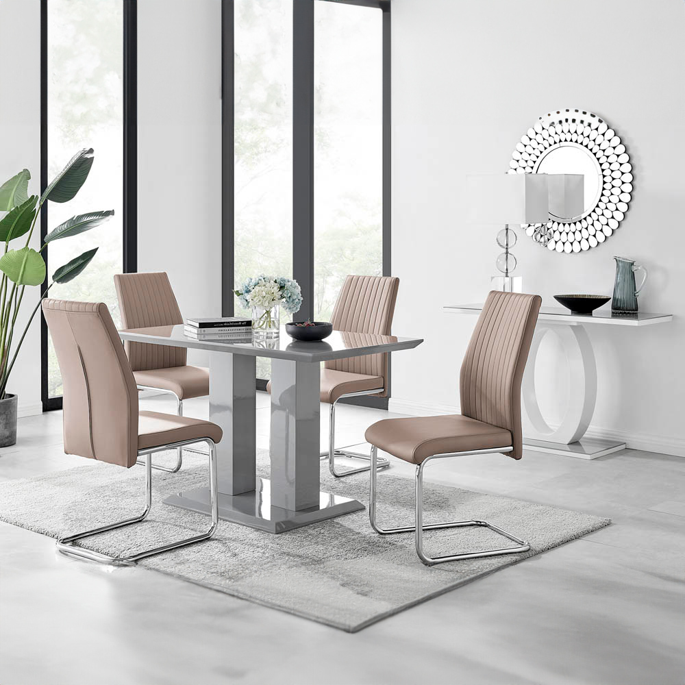 Furniturebox Molini Fontana 4 Seater Dining Set Grey Gloss Cappuccino and Chrome Image 8