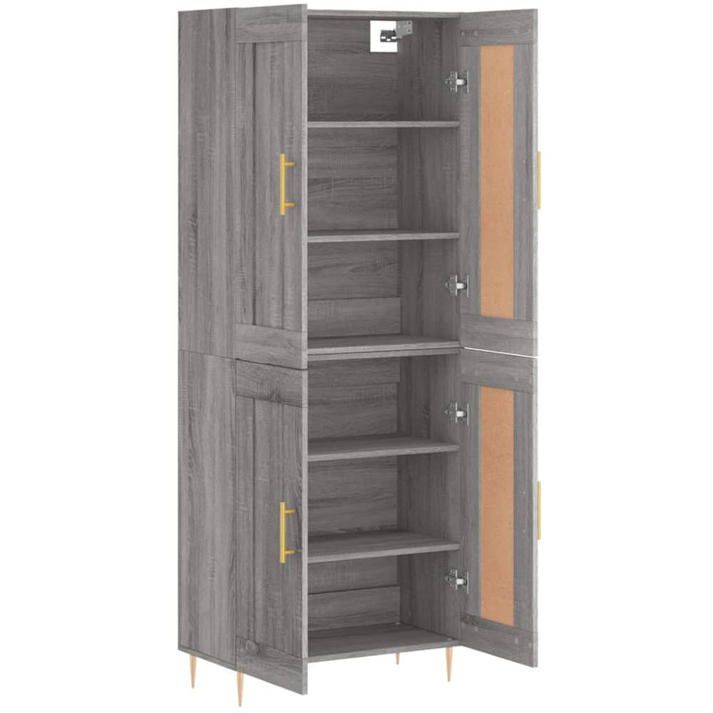 vidaXL 4 Door Grey Sonoma Tall Highboard with Gold Handle Image 4