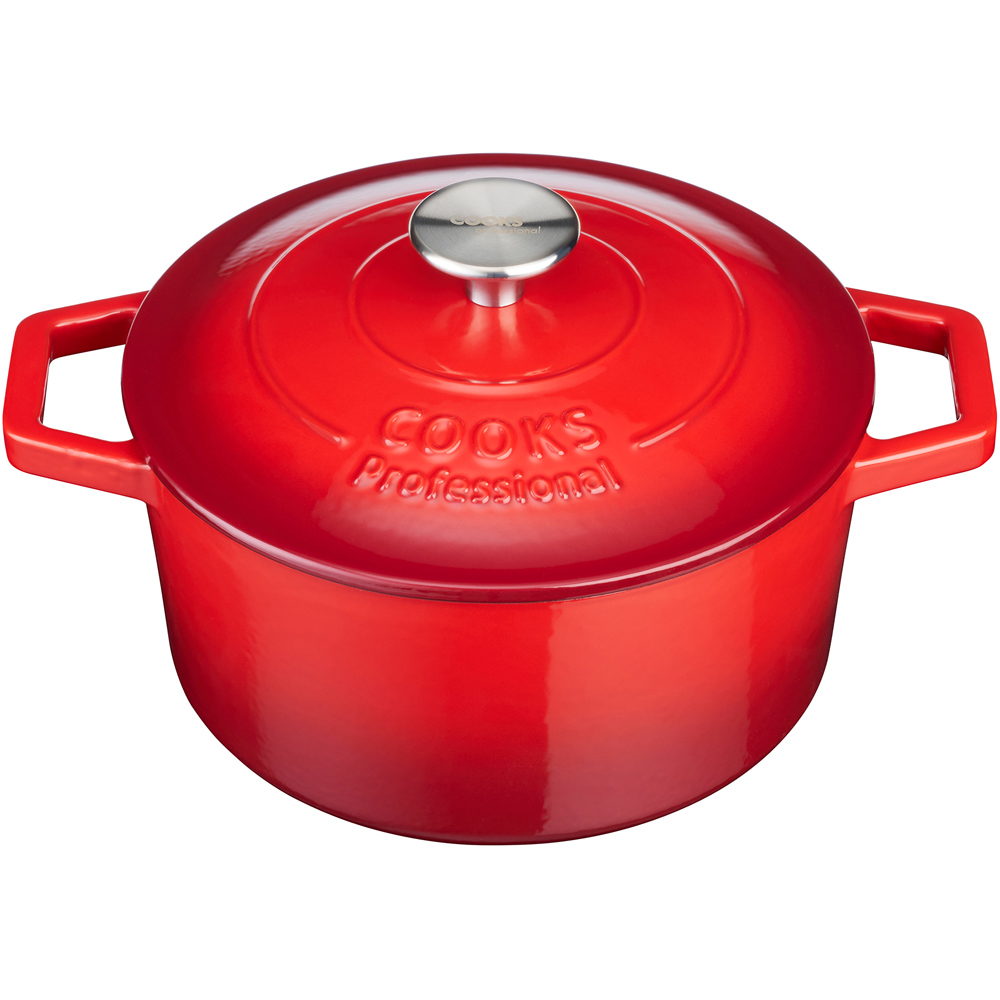 Cooks Professional 20cm Red Cast Iron Casserole Dish with Lid Image 3