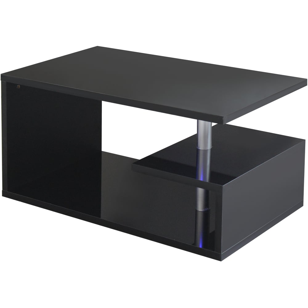 Comfy Living Black High Gloss Abstract LED Coffee Table Image 2