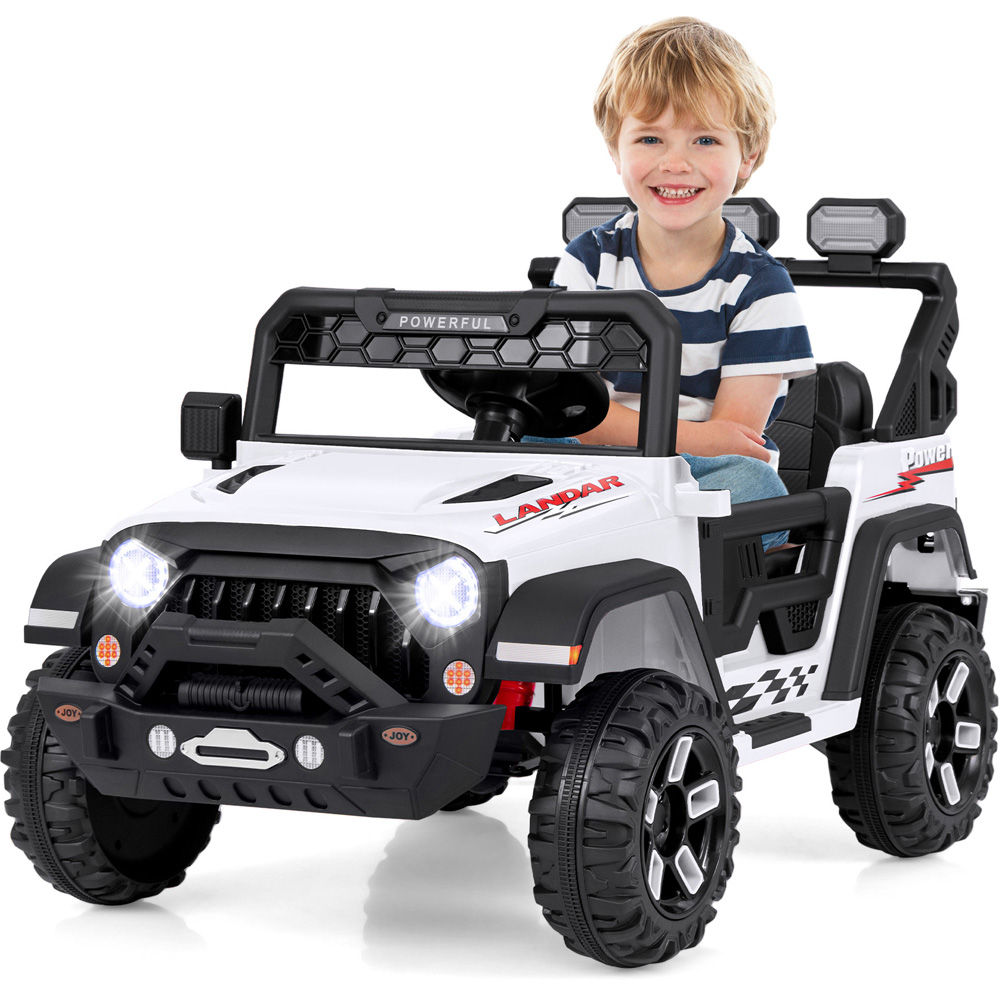 Costway Kids White Ride On Truck with Remote Control and Wireless Connection 12V Image 3