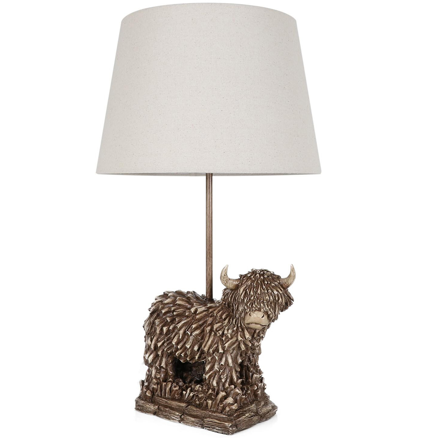 White and Antique Brass Effect Cow Table Lamp Image 1