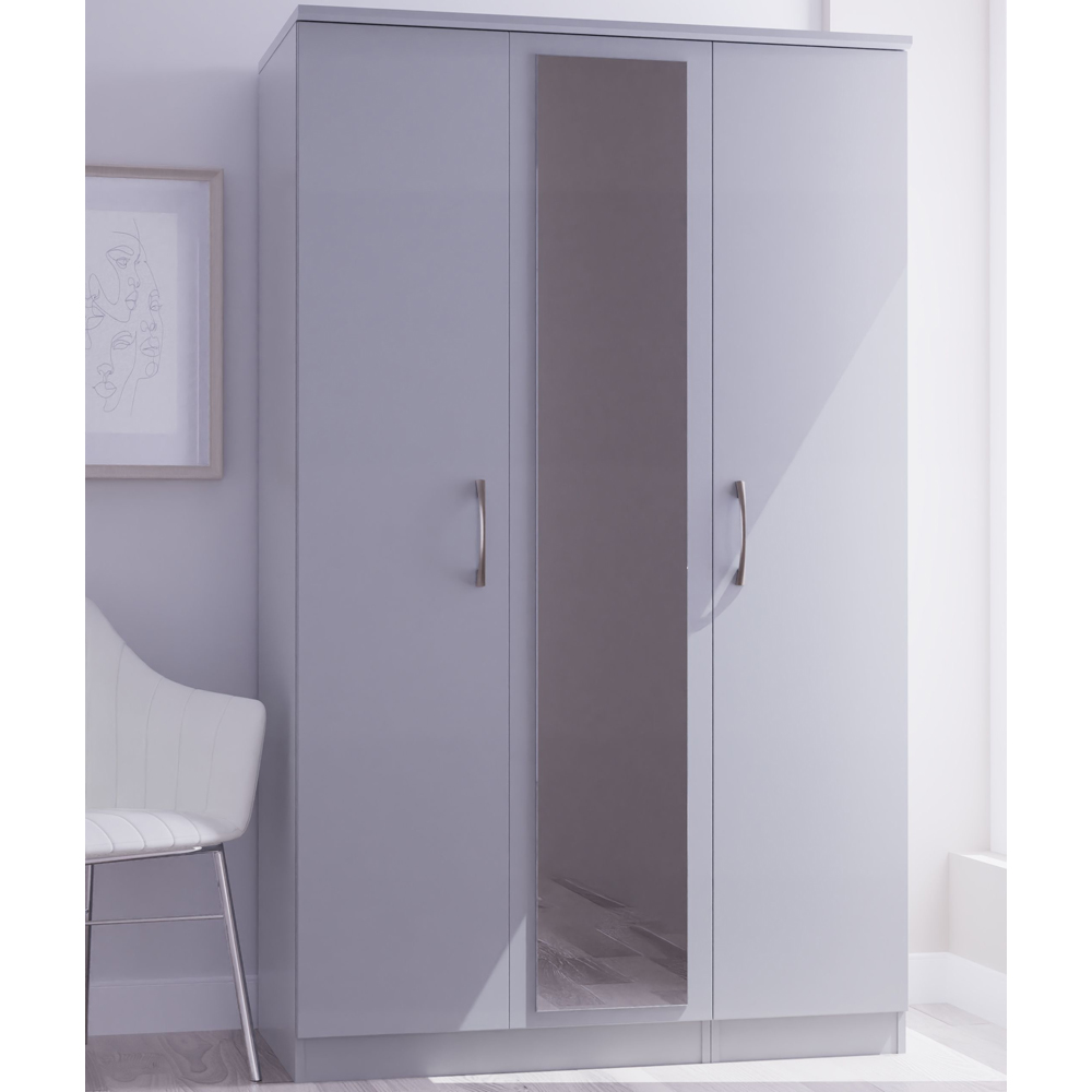 Crowndale Avon 3 Door Dusk Grey Mirror Wardrobe Ready Assembled Image 8