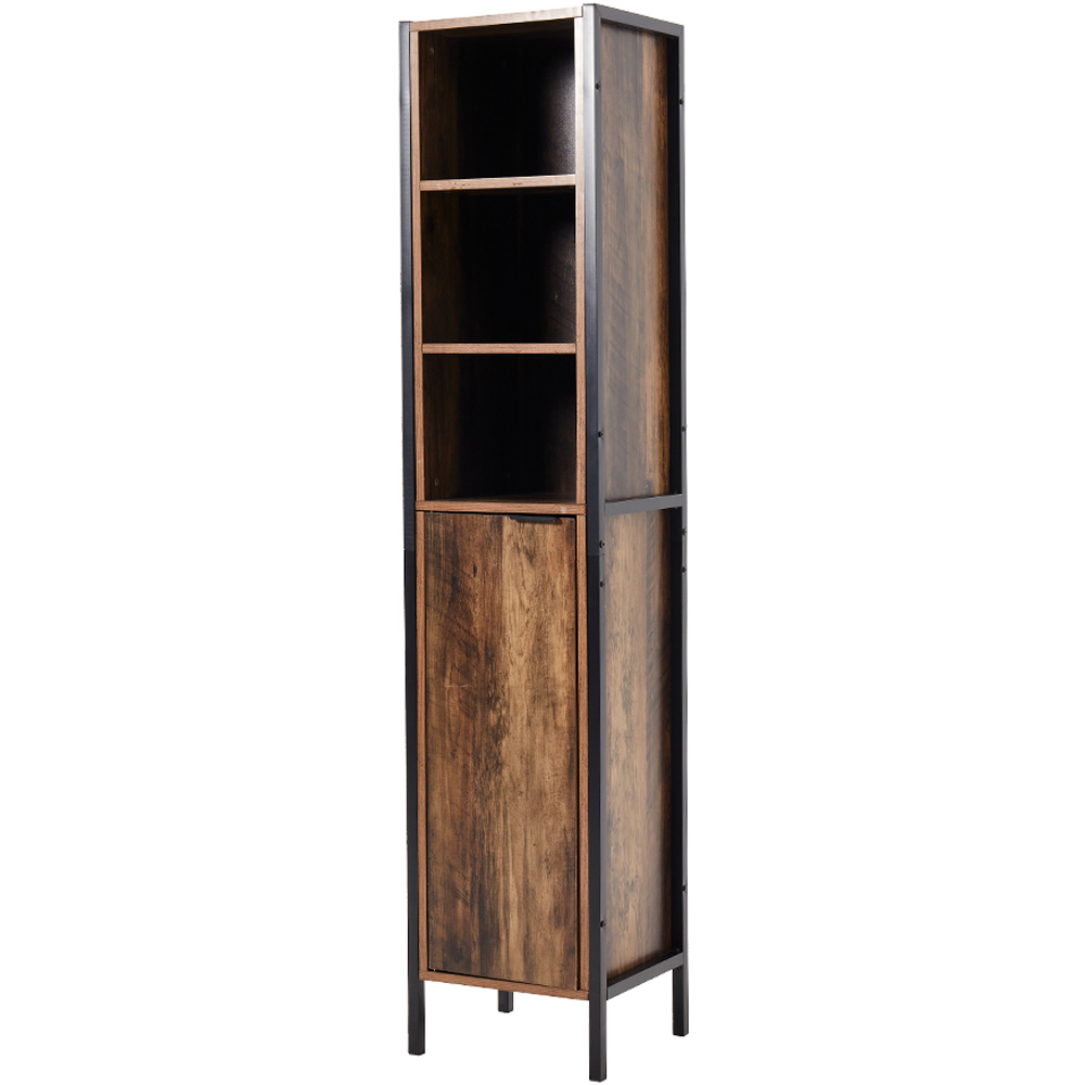 H&O Direct Single Magnetic Door 3 Shelf Tall Storage Cabinet Image 2