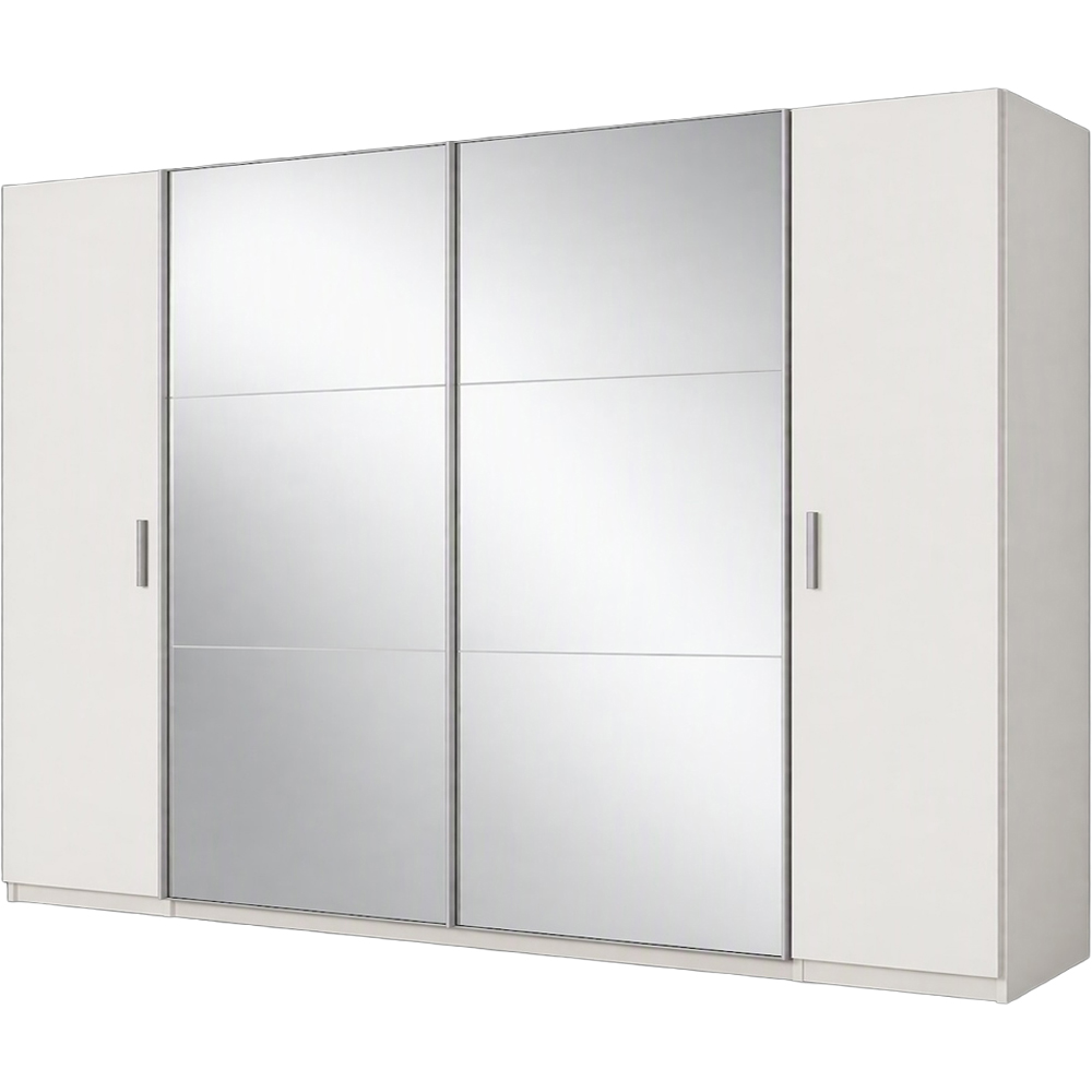 TJ'S Hanover 2 Sliding Door 2 Hinged Door White Wardrobe Image 2