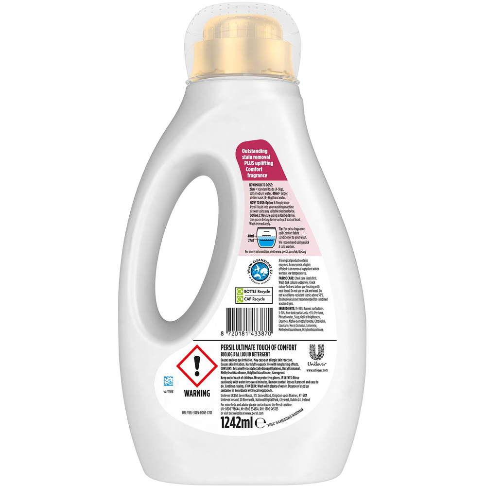 Persil Ultimate Touch of Comfort Liquid Detergent 46 Washes 1.242L 3 Pack Image 3