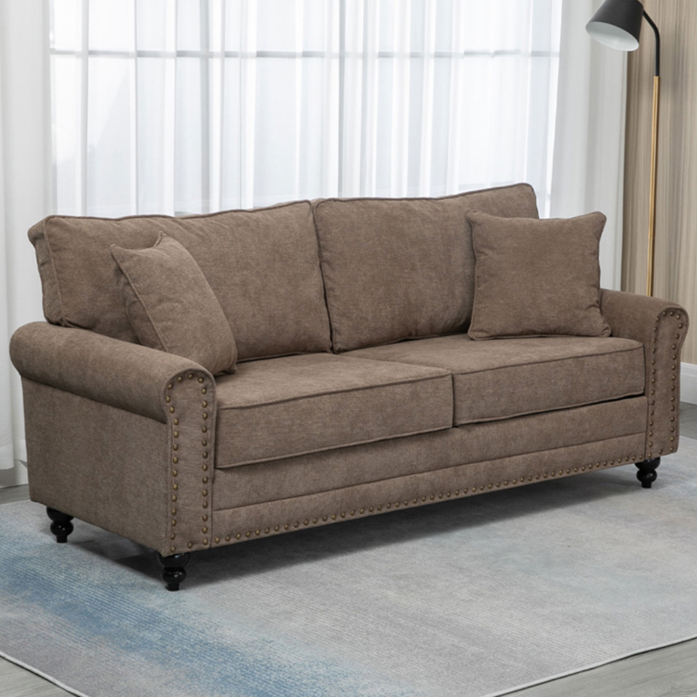 Portland 3 Seater Brown Sofa Image 1