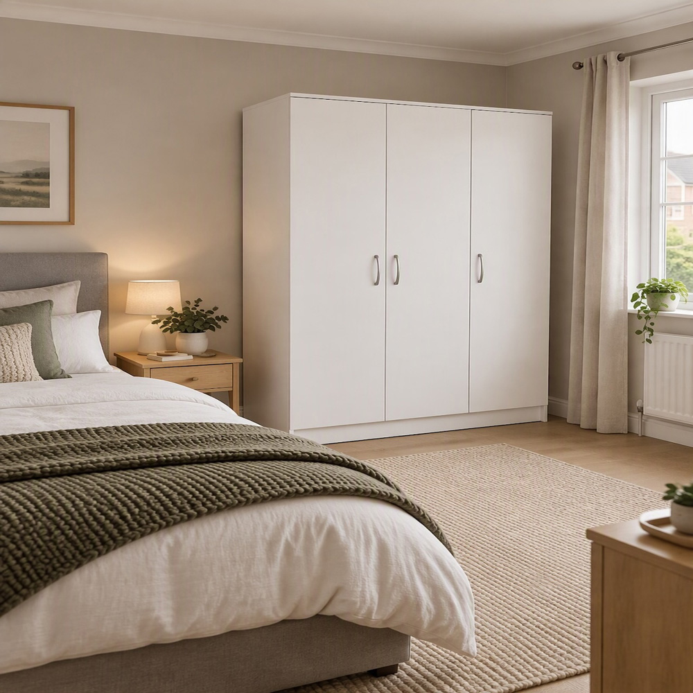 TJ'S Venice 3 Door White Wide Wardrobe Image 4