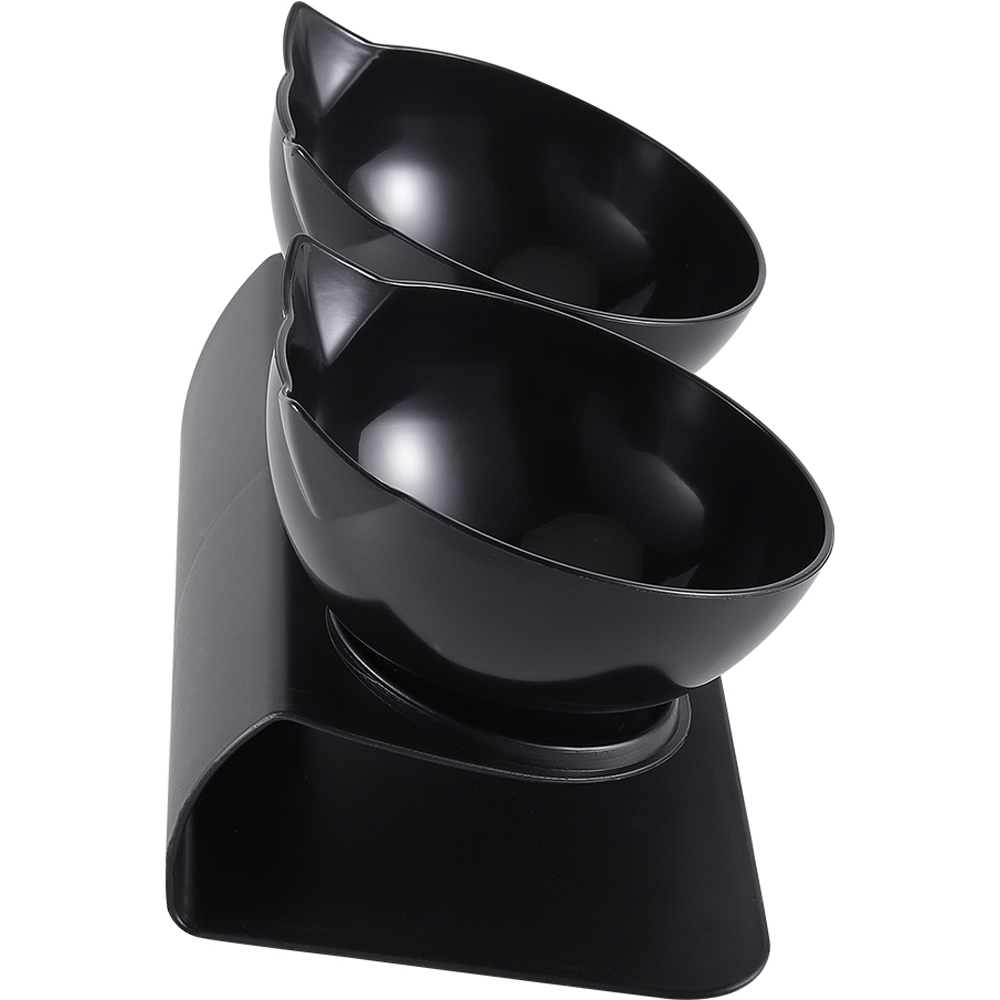 H&O Direct Black Double Bowl Elevated Tilted Pet Feeder with Stand Image 2