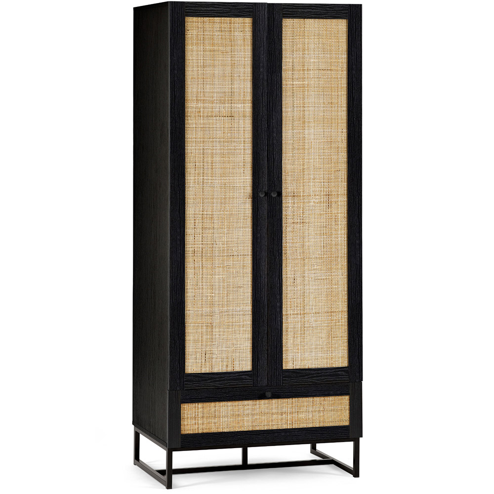 Julian Bowen Padstow 2 Door Single Drawer Black Wardrobe Image 2