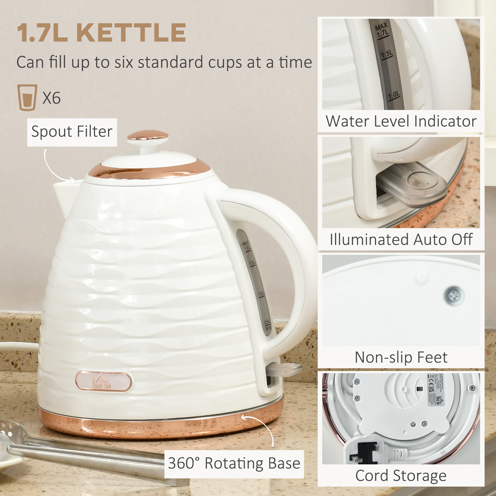 HOMCOM 1.7L Jug Kettle and 4 Slice Toaster Set Image 4