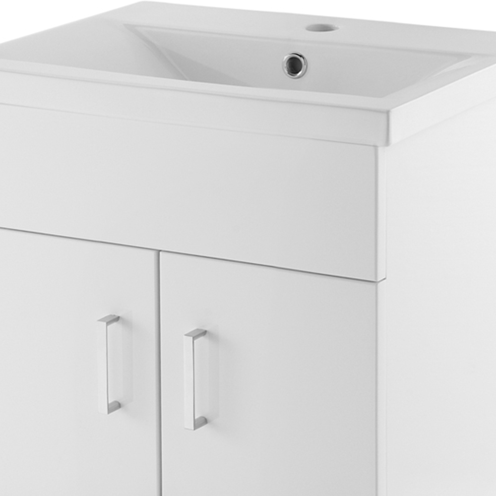 nuie Eden 2 Door Gloss White Floor Standing Vanity Unit with Mid-Edge Basin 500mm Image 2