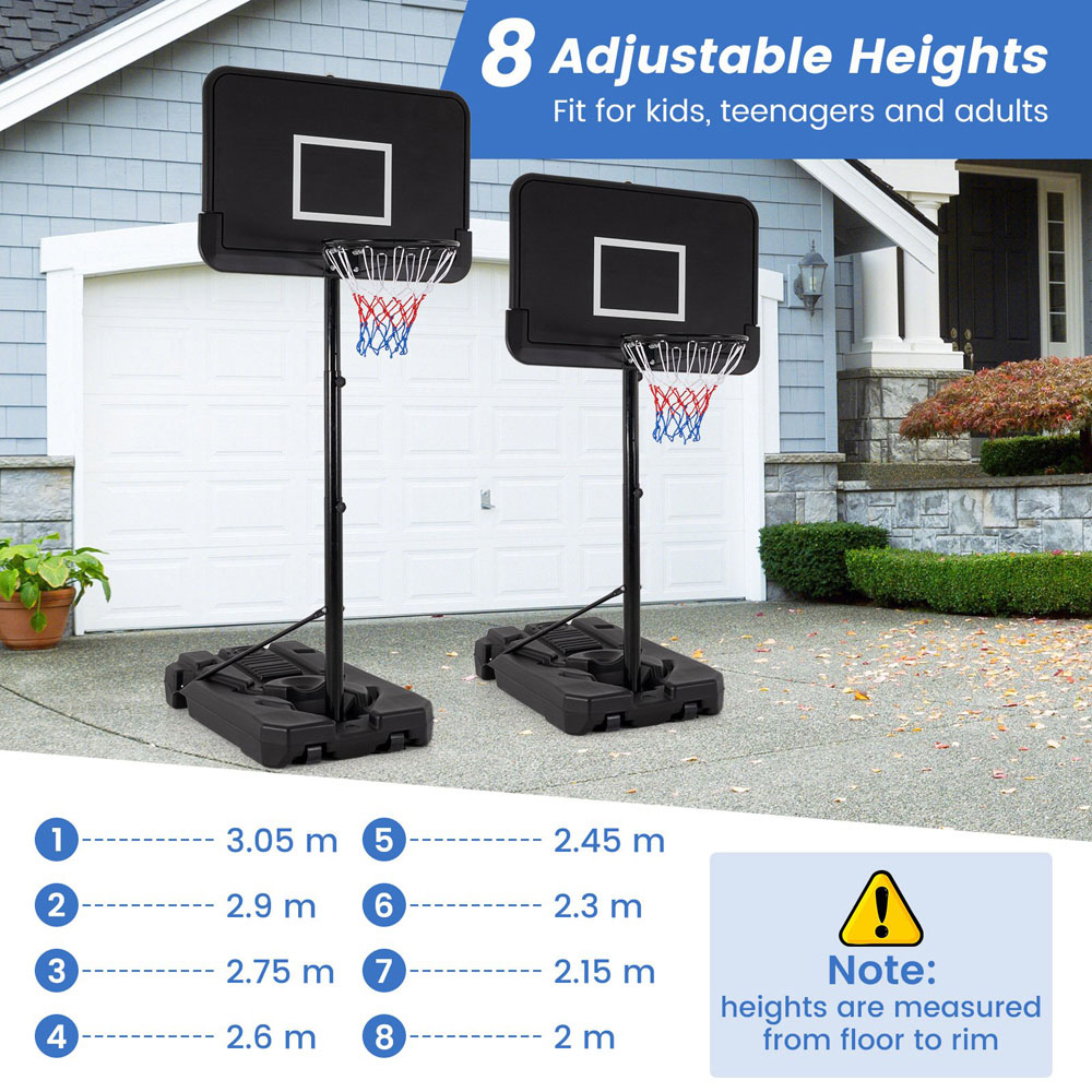 Costway Height Adjustable Basketball Hoop with Shatterproof Backboard Image 4