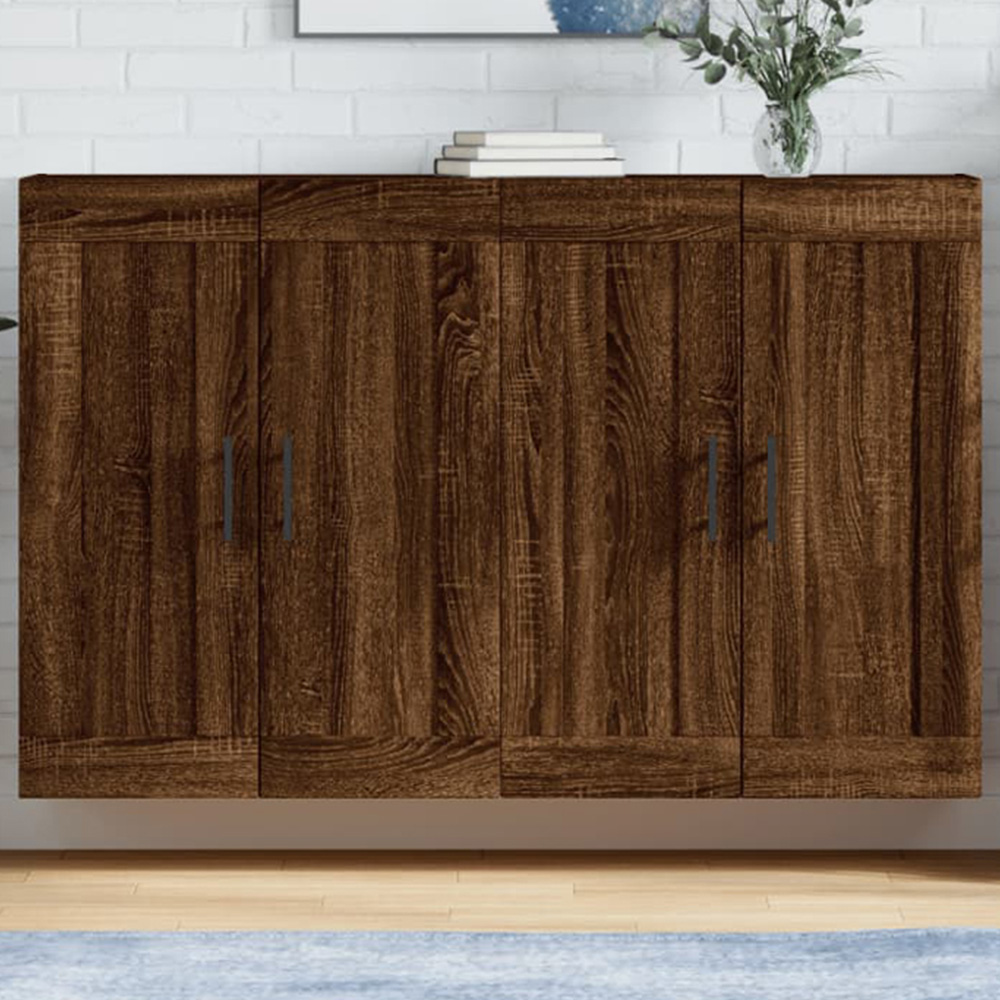 vidaXL 2 Door Brown Oak Wall Mounted Cabinet 2 Pack Image 1