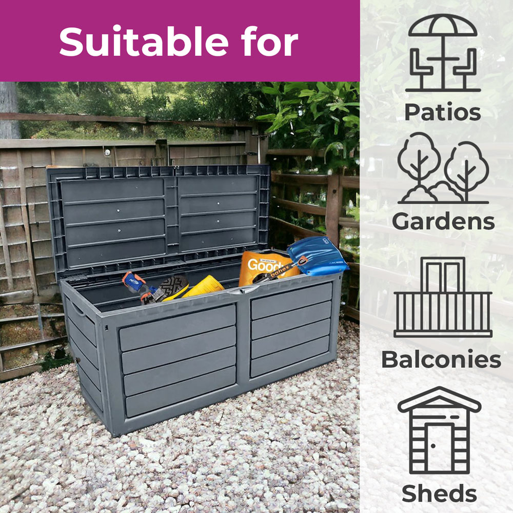 Neo Garden 320L Dark Grey Outdoor Storage Box Image 7