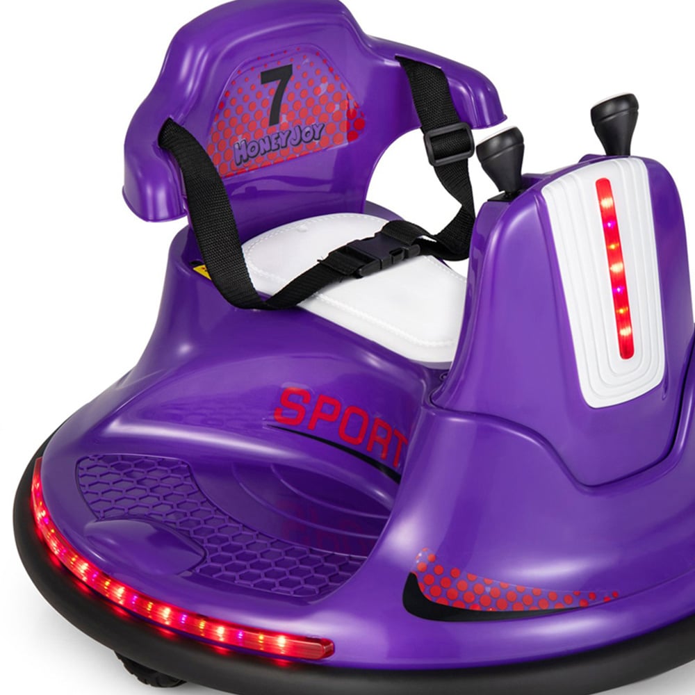 Costway Kids Purple Electric Ride On Bumper Car with Dual Joysticks and Remote Control 12V Image 5