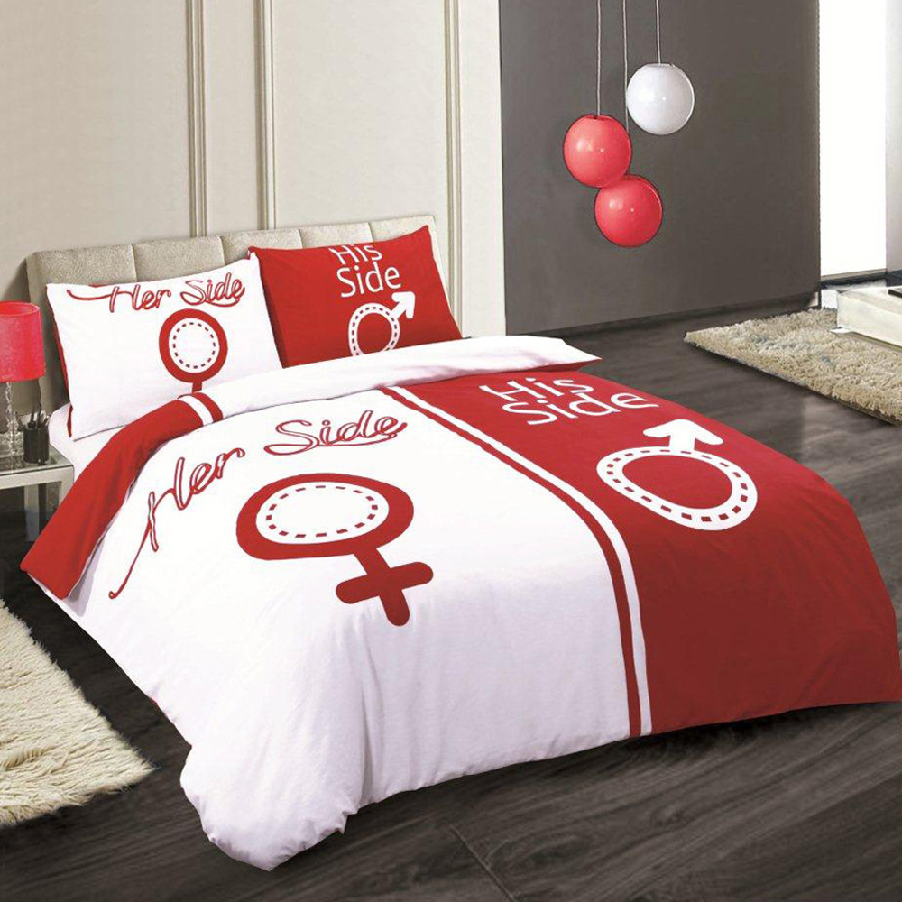 Velosso King Size Red and White His and Hers Duvet Cover Set Image