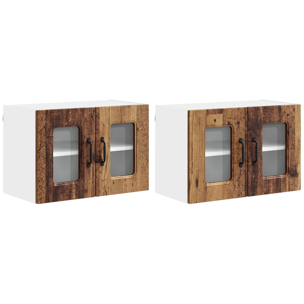 vidaXL Kalmar 2 Door Old Wood Wall Kitchen Cabinet 2 Pack Image 8