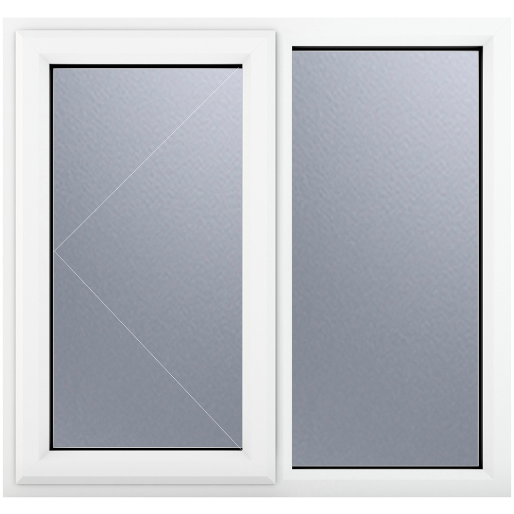 Crystal uPVC Double Glazed Window LH Side Hung Next to a Fixed White Obscure Glass 1190x1190mm Image 2