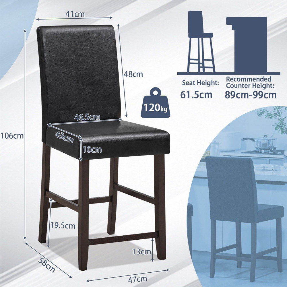 Costway Counter Height Bar Stool Set of 2 Image 8