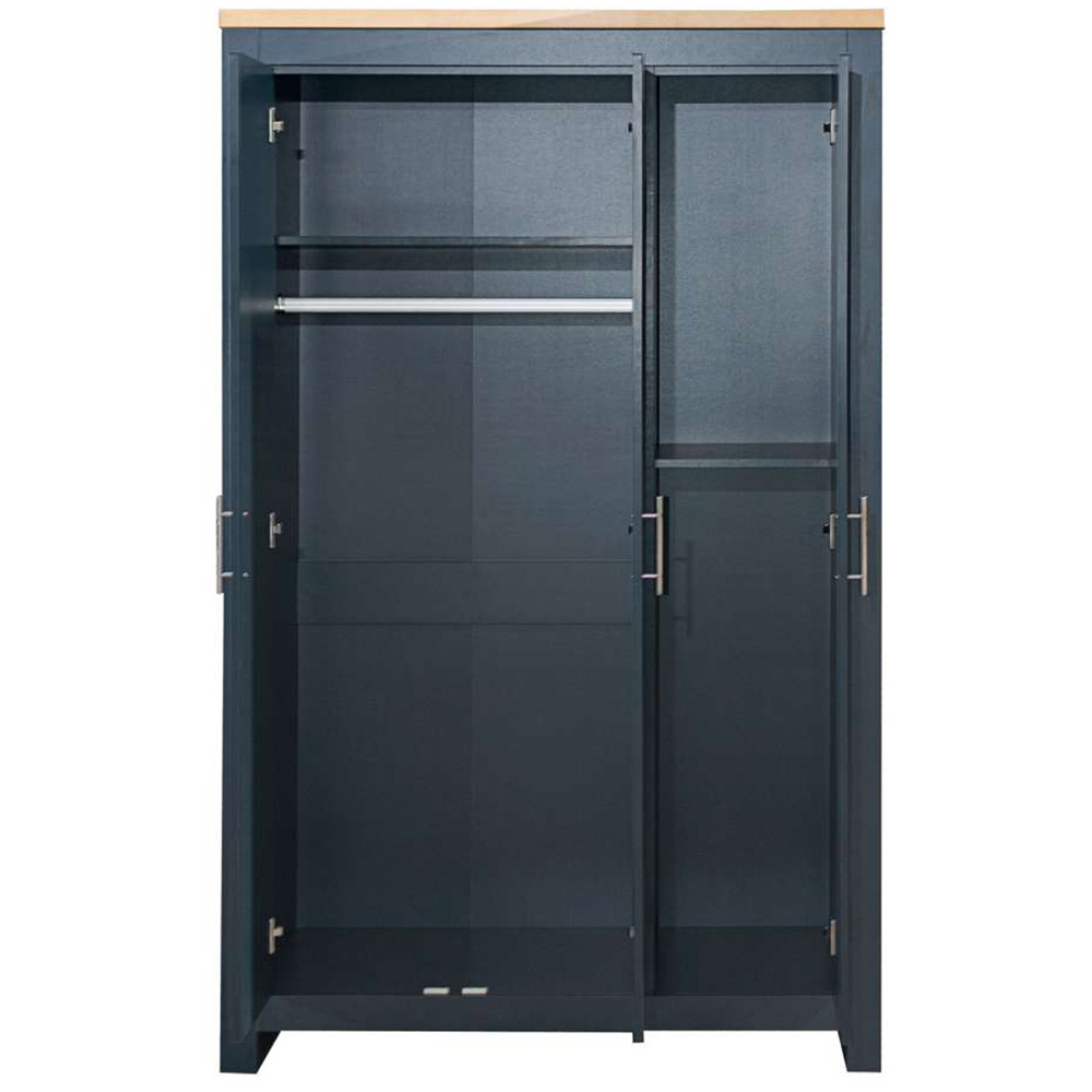 Highgate 3 Door Navy and Oak Wardrobe Image 4