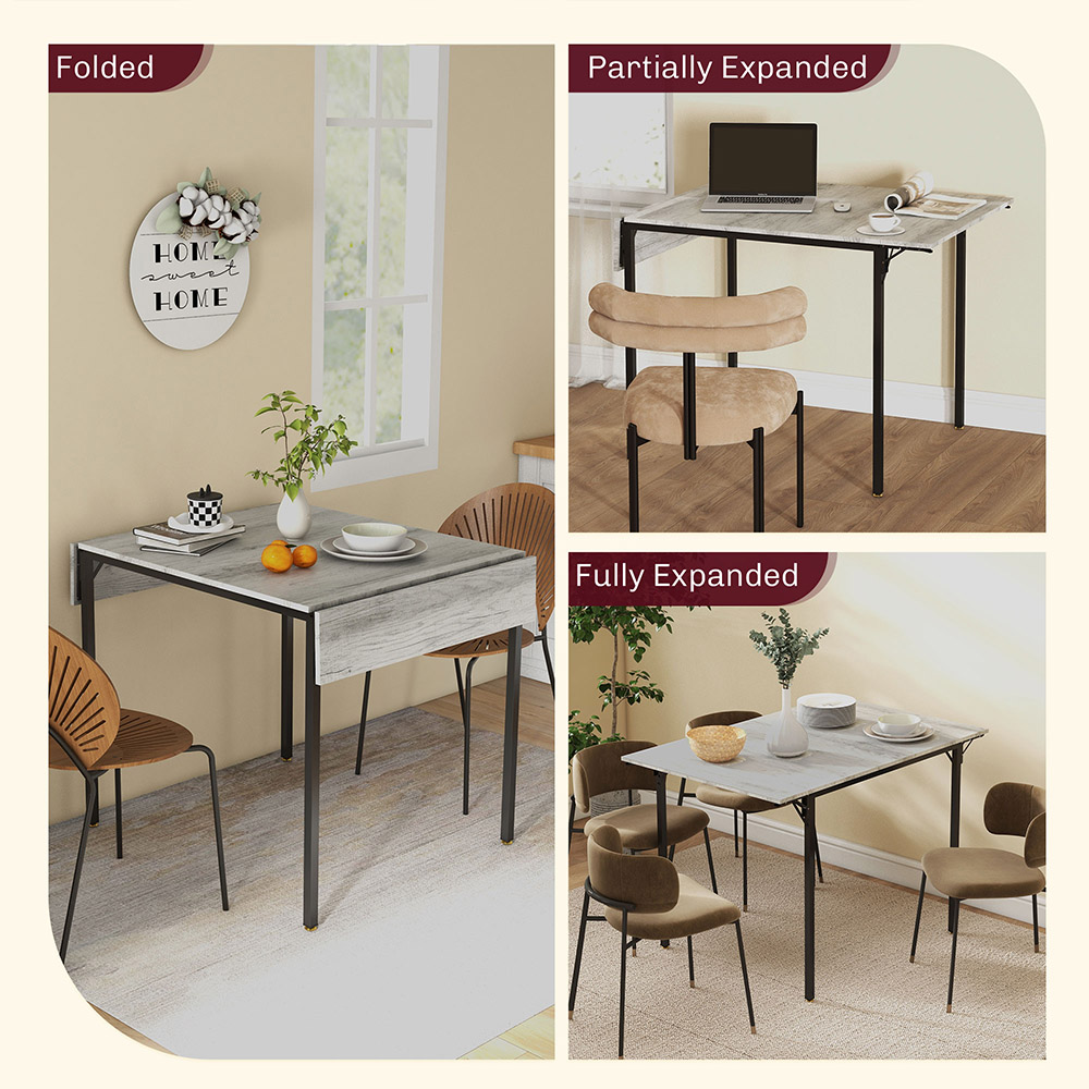 HOMCOM 4 Seater Grey Foldable Drop Leaf Dining Table Image 7