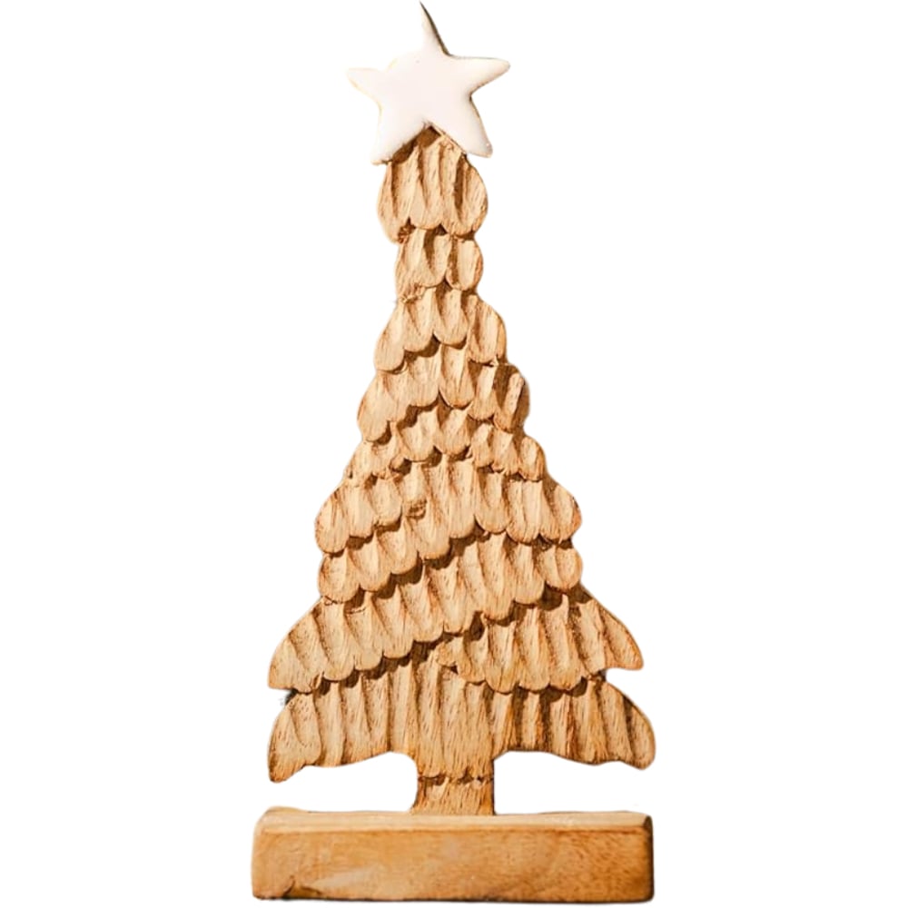 Marco Paul Carved Wooden Xmas Tree Image 1