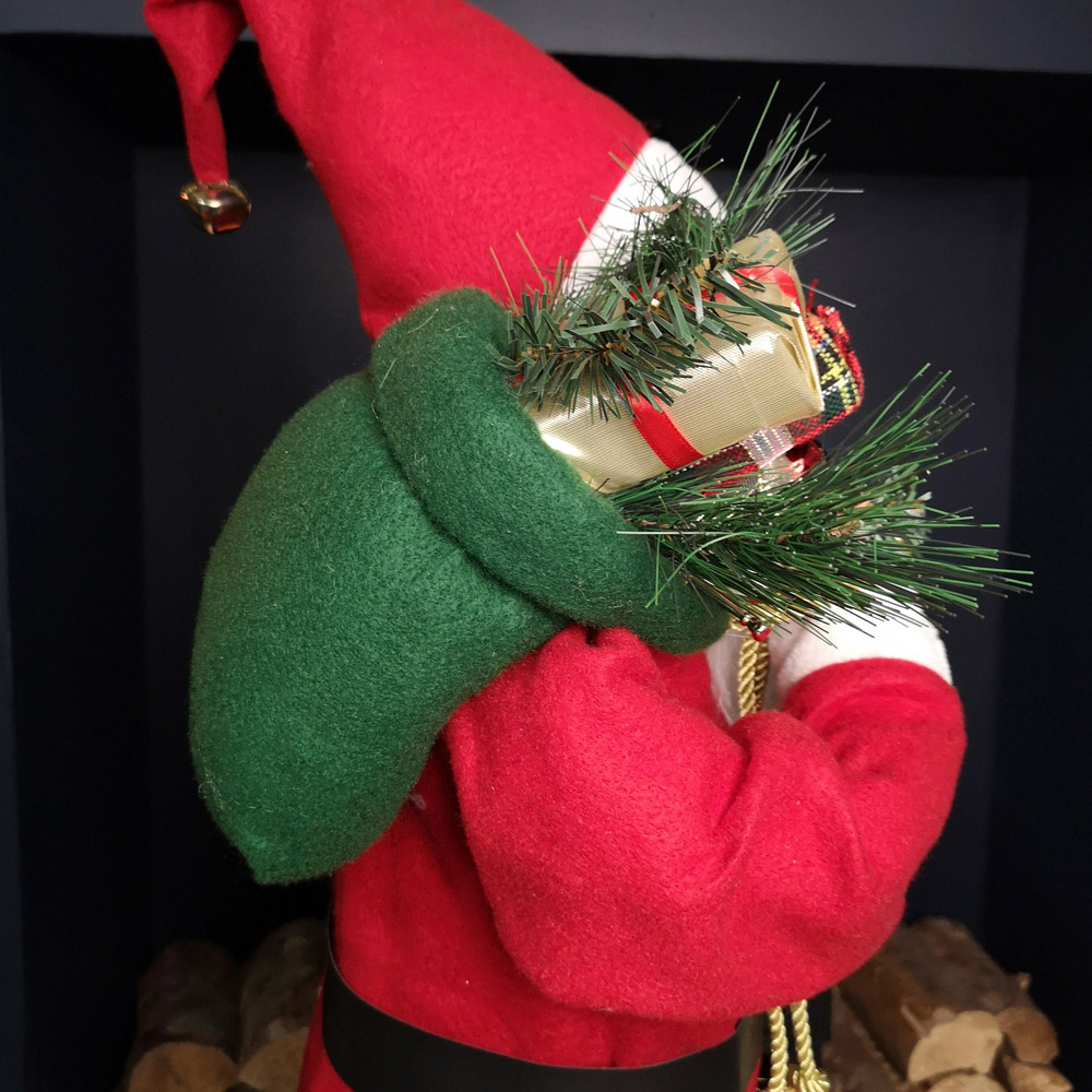 Samuel Alexander Red Standing Santa Claus Christmas Decoration with Present and Green Sack 80cm Image 7