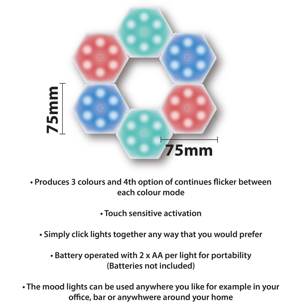Fx Lab Touch Sensitive Colour Changing Mood Light 6 Pack Image 5