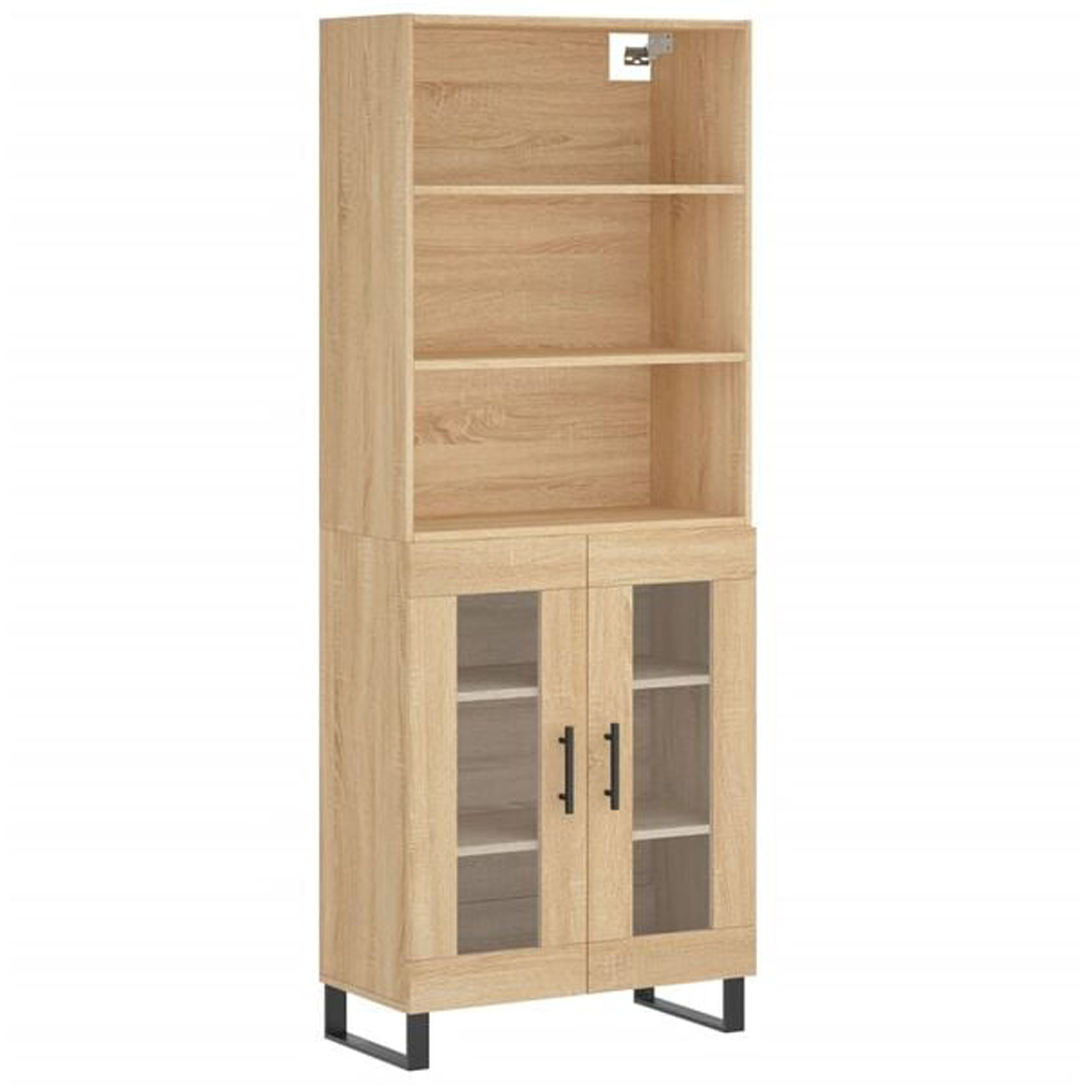 vidaXL 2 Glass Door 3 Shelf Sonoma Oak Highboard Image 2